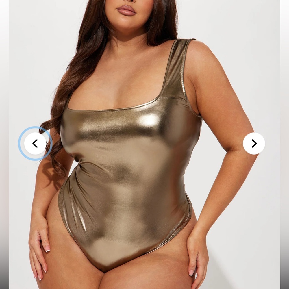 NWT Model Status Metallic Gold Bodysuit Fashion Nova 3X Date Night Club Festival